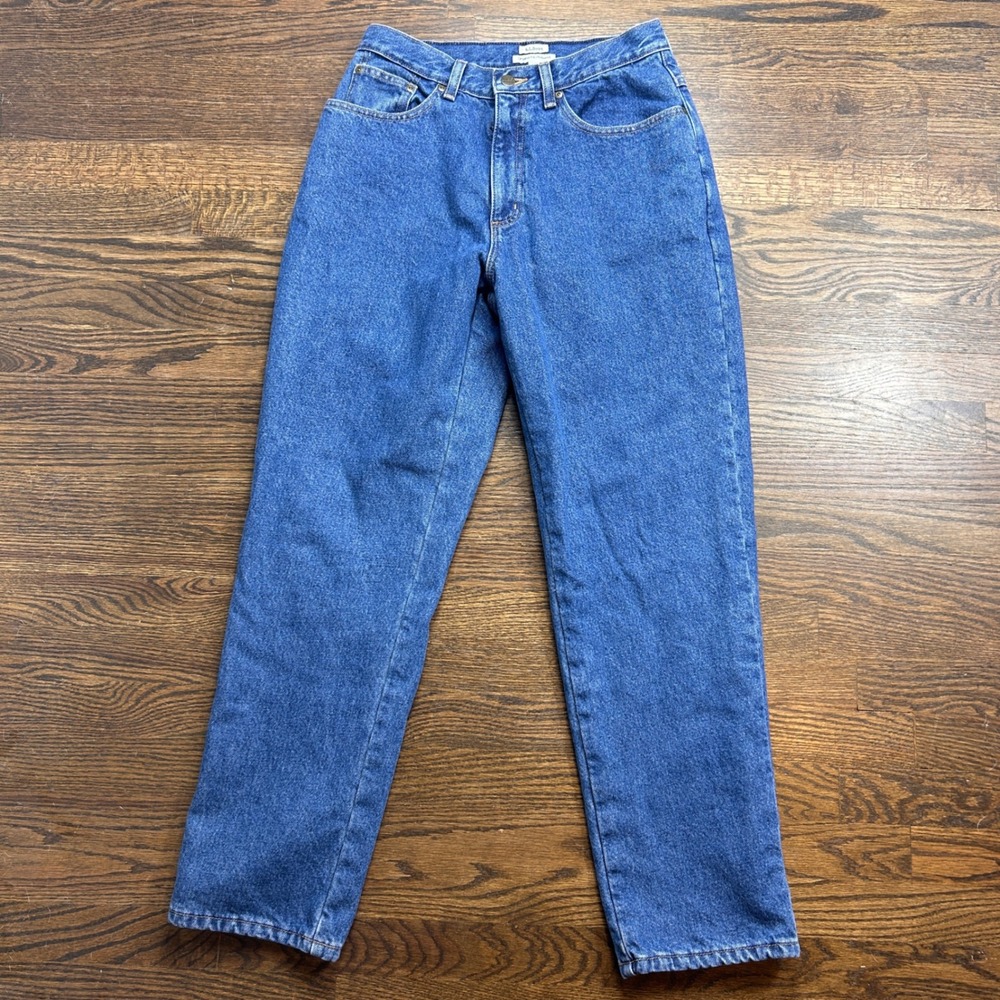 LL Bean Original Fit Relaxed Jeans Womens 10 Blue Denim High Rise Flannel Lined